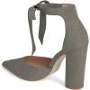 imageFSJ Women Faux Suede Chunky Block Heel Pump DOrsay Pointed Toe Ankle Strap Lace Up Laides Sandal Size 415 USSlategray