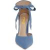 imageFSJ Women Faux Suede Chunky Block Heel Pump DOrsay Pointed Toe Ankle Strap Lace Up Laides Sandal Size 415 USSteel Blue