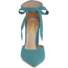 imageFSJ Women Faux Suede Chunky Block Heel Pump DOrsay Pointed Toe Ankle Strap Lace Up Laides Sandal Size 415 USTurquoise