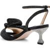 imageFSJ Women Peep Toe Rhinestone Rippling Bow Low Heels Sandals Comfortable Kitten Heels Ankle Strap Bridal Wedding Evening Banquet Shoes Size 415 USBlack