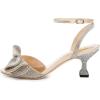 imageFSJ Women Peep Toe Rhinestone Rippling Bow Low Heels Sandals Comfortable Kitten Heels Ankle Strap Bridal Wedding Evening Banquet Shoes Size 415 USGold