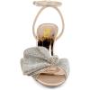 imageFSJ Women Peep Toe Rhinestone Rippling Bow Low Heels Sandals Comfortable Kitten Heels Ankle Strap Bridal Wedding Evening Banquet Shoes Size 415 USGold