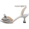 imageFSJ Women Peep Toe Rhinestone Rippling Bow Low Heels Sandals Comfortable Kitten Heels Ankle Strap Bridal Wedding Evening Banquet Shoes Size 415 USSilver