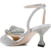 imageFSJ Women Peep Toe Rhinestone Rippling Bow Low Heels Sandals Comfortable Kitten Heels Ankle Strap Bridal Wedding Evening Banquet Shoes Size 415 USSilver