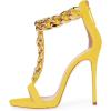 imageFSJ Women TStraps High Heel Sandals Golden Chains Open Toe Ankle Straps Stilettos Pumps Back Zipper Wedding Party Homecomings Dress Summer Shoes Size 415 USYellow