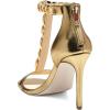 imageFSJ Women TStraps High Heel Sandals Golden Chains Open Toe Ankle Straps Stilettos Pumps Back Zipper Wedding Party Homecomings Dress Summer Shoes Size 415 USGold