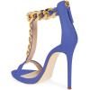 imageFSJ Women TStraps High Heel Sandals Golden Chains Open Toe Ankle Straps Stilettos Pumps Back Zipper Wedding Party Homecomings Dress Summer Shoes Size 415 USBlue