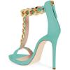 imageFSJ Women TStraps High Heel Sandals Golden Chains Open Toe Ankle Straps Stilettos Pumps Back Zipper Wedding Party Homecomings Dress Summer Shoes Size 415 USTurquoise