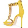 imageFSJ Women TStraps High Heel Sandals Golden Chains Open Toe Ankle Straps Stilettos Pumps Back Zipper Wedding Party Homecomings Dress Summer Shoes Size 415 USYellow