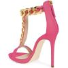 imageFSJ Women TStraps High Heel Sandals Golden Chains Open Toe Ankle Straps Stilettos Pumps Back Zipper Wedding Party Homecomings Dress Summer Shoes Size 415 USFuchsia