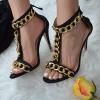 imageFSJ Women TStraps High Heel Sandals Golden Chains Open Toe Ankle Straps Stilettos Pumps Back Zipper Wedding Party Homecomings Dress Summer Shoes Size 415 USBlackchain