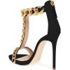 imageFSJ Women TStraps High Heel Sandals Golden Chains Open Toe Ankle Straps Stilettos Pumps Back Zipper Wedding Party Homecomings Dress Summer Shoes Size 415 USBlackchain