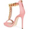 imageFSJ Women TStraps High Heel Sandals Golden Chains Open Toe Ankle Straps Stilettos Pumps Back Zipper Wedding Party Homecomings Dress Summer Shoes Size 415 USPink