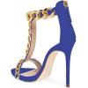 imageFSJ Women TStraps High Heel Sandals Golden Chains Open Toe Ankle Straps Stilettos Pumps Back Zipper Wedding Party Homecomings Dress Summer Shoes Size 415 USBluechain