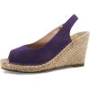imageFSJ Women Chic Peep Toe Espadrilles Wedge High Heel Sandals Elastic Back Strap Slip On Casual Walking Daily Shoes Size 415 USPlum