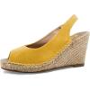 imageFSJ Women Chic Peep Toe Espadrilles Wedge High Heel Sandals Elastic Back Strap Slip On Casual Walking Daily Shoes Size 415 USYellow