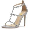 imageFSJ Women Fashion Evening Dancing Sandals Strappy Open Toe High Heel Stiletto Summer ShoeGreycrystal
