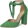 imageFSJ Women Faux Suede Chunky Block Heel Pump DOrsay Pointed Toe Ankle Strap Lace Up Laides Sandal Size 415 USGreen