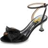 imageFSJ Women Peep Toe Rhinestone Rippling Bow Low Heels Sandals Comfortable Kitten Heels Ankle Strap Bridal Wedding Evening Banquet Shoes Size 415 USBlack