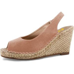 imageFSJ Women Chic Peep Toe Espadrilles Wedge High Heel Sandals Elastic Back Strap Slip On Casual Walking Daily Shoes Size 415 USCoral