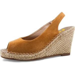 imageFSJ Women Chic Peep Toe Espadrilles Wedge High Heel Sandals Elastic Back Strap Slip On Casual Walking Daily Shoes Size 415 USPeru