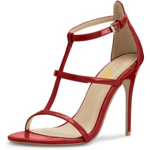 imageFSJ Women Fashion Evening Dancing Sandals Strappy Open Toe High Heel Stiletto Summer ShoeRed