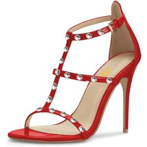 imageFSJ Women Fashion Evening Dancing Sandals Strappy Open Toe High Heel Stiletto Summer ShoeRedcrystal