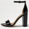 imageFSJ Women Classic Chunky High Heel Sandals Open Toe Ankle Strap Single Band Dress Shoe Size 415 USBlack Patent Leather