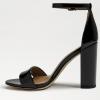 imageFSJ Women Classic Chunky High Heel Sandals Open Toe Ankle Strap Single Band Dress Shoe Size 415 USBlack Patent Leather