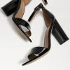 imageFSJ Women Classic Chunky High Heel Sandals Open Toe Ankle Strap Single Band Dress Shoe Size 415 USBlack Patent Leather