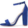 imageFSJ Women Classic Chunky High Heel Sandals Open Toe Ankle Strap Single Band Dress Shoe Size 415 USBlue Velvet