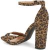 imageFSJ Women Classic Chunky High Heel Sandals Open Toe Ankle Strap Single Band Dress Shoe Size 415 USBrownleopard