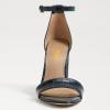imageFSJ Women Classic Chunky High Heel Sandals Open Toe Ankle Strap Single Band Dress Shoe Size 415 USDark Blue Embossing