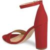 imageFSJ Women Classic Chunky High Heel Sandals Open Toe Ankle Strap Single Band Dress Shoe Size 415 USDark Red