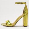 imageFSJ Women Classic Chunky High Heel Sandals Open Toe Ankle Strap Single Band Dress Shoe Size 415 USGold Metallic Leather
