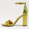 imageFSJ Women Classic Chunky High Heel Sandals Open Toe Ankle Strap Single Band Dress Shoe Size 415 USGold Metallic Leather