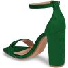 imageFSJ Women Classic Chunky High Heel Sandals Open Toe Ankle Strap Single Band Dress Shoe Size 415 USGreen Velvet