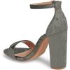 imageFSJ Women Classic Chunky High Heel Sandals Open Toe Ankle Strap Single Band Dress Shoe Size 415 USGrey Velvet