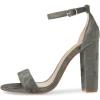 imageFSJ Women Classic Chunky High Heel Sandals Open Toe Ankle Strap Single Band Dress Shoe Size 415 USGrey Velvet