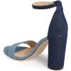 imageFSJ Women Classic Chunky High Heel Sandals Open Toe Ankle Strap Single Band Dress Shoe Size 415 USLight Blue