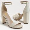 imageFSJ Women Classic Chunky High Heel Sandals Open Toe Ankle Strap Single Band Dress Shoe Size 415 USMintcream