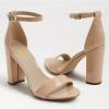 imageFSJ Women Classic Chunky High Heel Sandals Open Toe Ankle Strap Single Band Dress Shoe Size 415 USNude Patent Leather