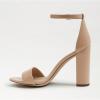 imageFSJ Women Classic Chunky High Heel Sandals Open Toe Ankle Strap Single Band Dress Shoe Size 415 USNude Patent Leather