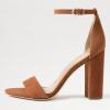 imageFSJ Women Classic Chunky High Heel Sandals Open Toe Ankle Strap Single Band Dress Shoe Size 415 USNut Brown