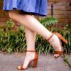 imageFSJ Women Classic Chunky High Heel Sandals Open Toe Ankle Strap Single Band Dress Shoe Size 415 USOrange