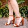 imageFSJ Women Classic Chunky High Heel Sandals Open Toe Ankle Strap Single Band Dress Shoe Size 415 USOrange