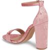 imageFSJ Women Classic Chunky High Heel Sandals Open Toe Ankle Strap Single Band Dress Shoe Size 415 USPink Velvet