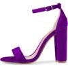 imageFSJ Women Classic Chunky High Heel Sandals Open Toe Ankle Strap Single Band Dress Shoe Size 415 USPurple Velvet