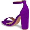 imageFSJ Women Classic Chunky High Heel Sandals Open Toe Ankle Strap Single Band Dress Shoe Size 415 USPurple Velvet