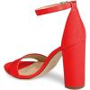 imageFSJ Women Classic Chunky High Heel Sandals Open Toe Ankle Strap Single Band Dress Shoe Size 415 USRed